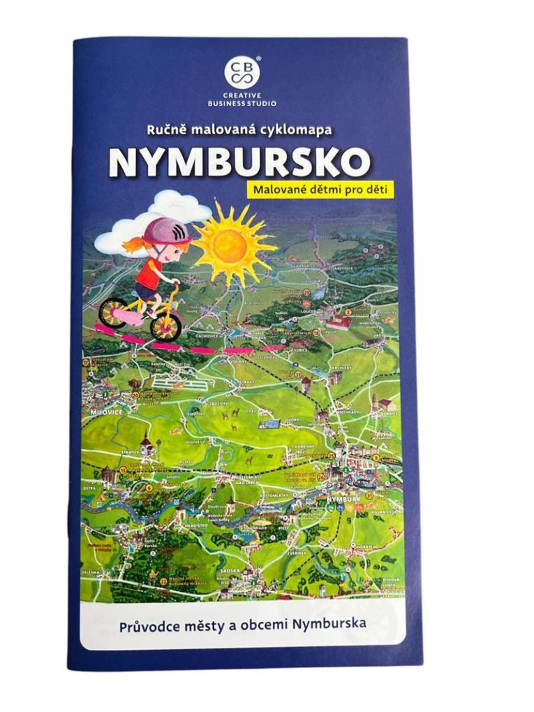 Ručně malovaná cyklomapa Nymburska